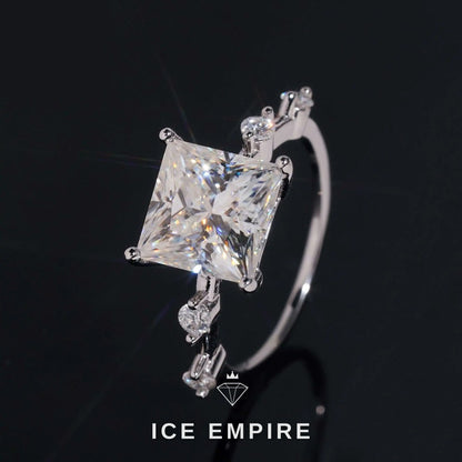 Iced Out 925 Silver Moissanite Engagement Ring