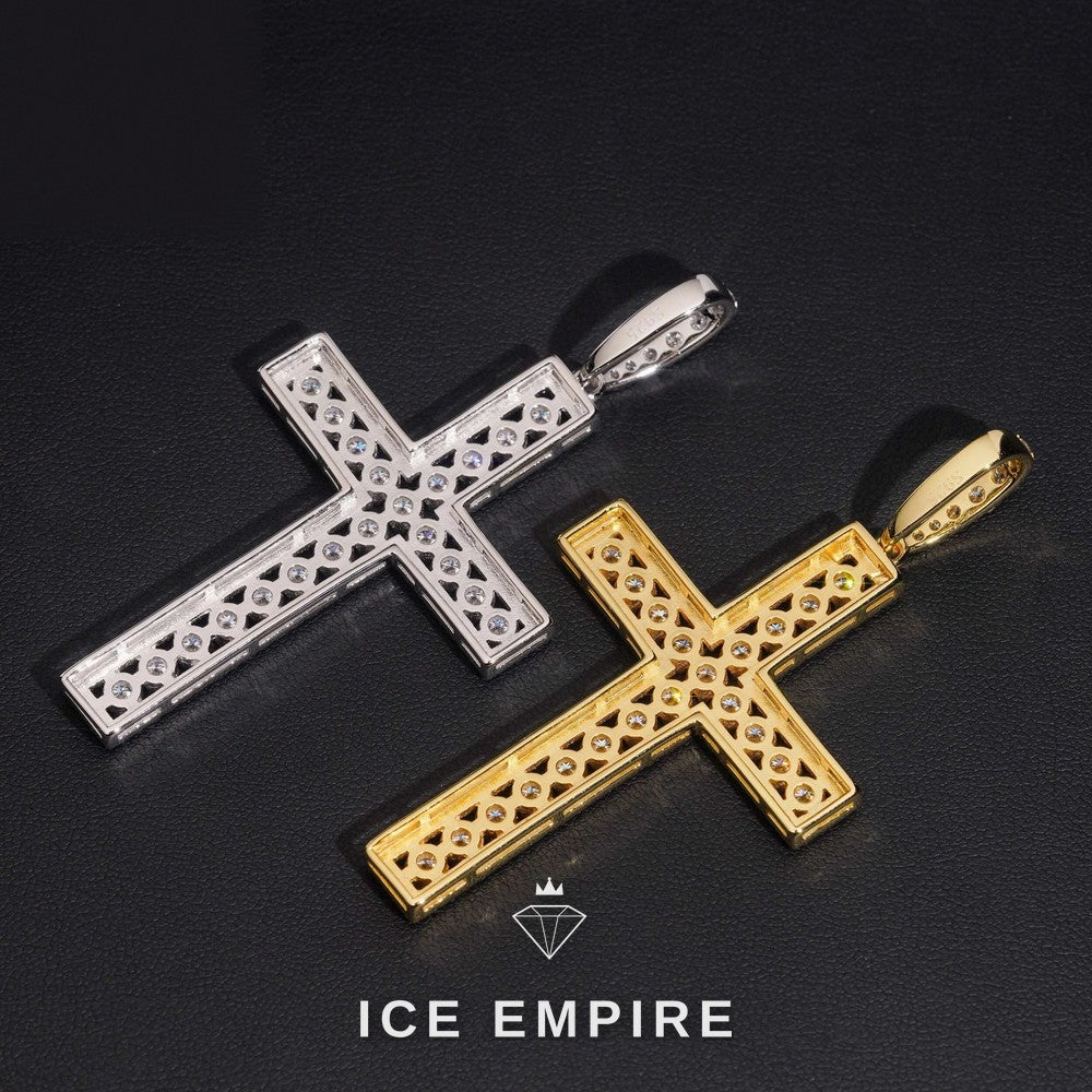 Iced Out Cross Rose Gold Plated Moissanite Pendant