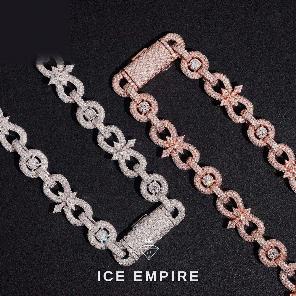 Iced Out Cross Rose Gold Plated Moissanite Cuban Chain