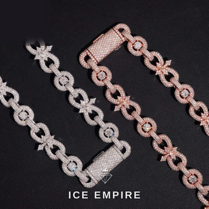 Iced Out Cross Rose Gold Plated Moissanite Cuban Chain