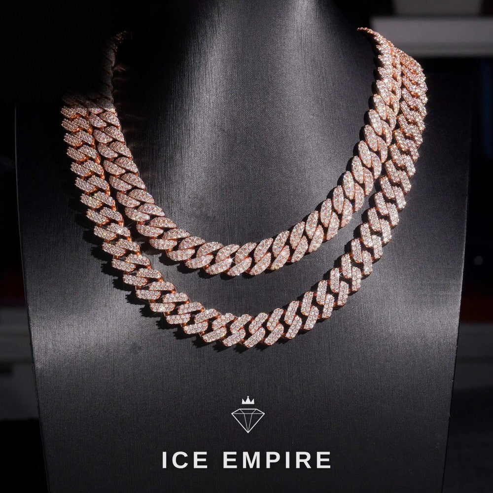 Iced Out Rose Gold Moissanite Cuban Chain