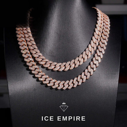 Iced Out Rose Gold Moissanite Cuban Chain