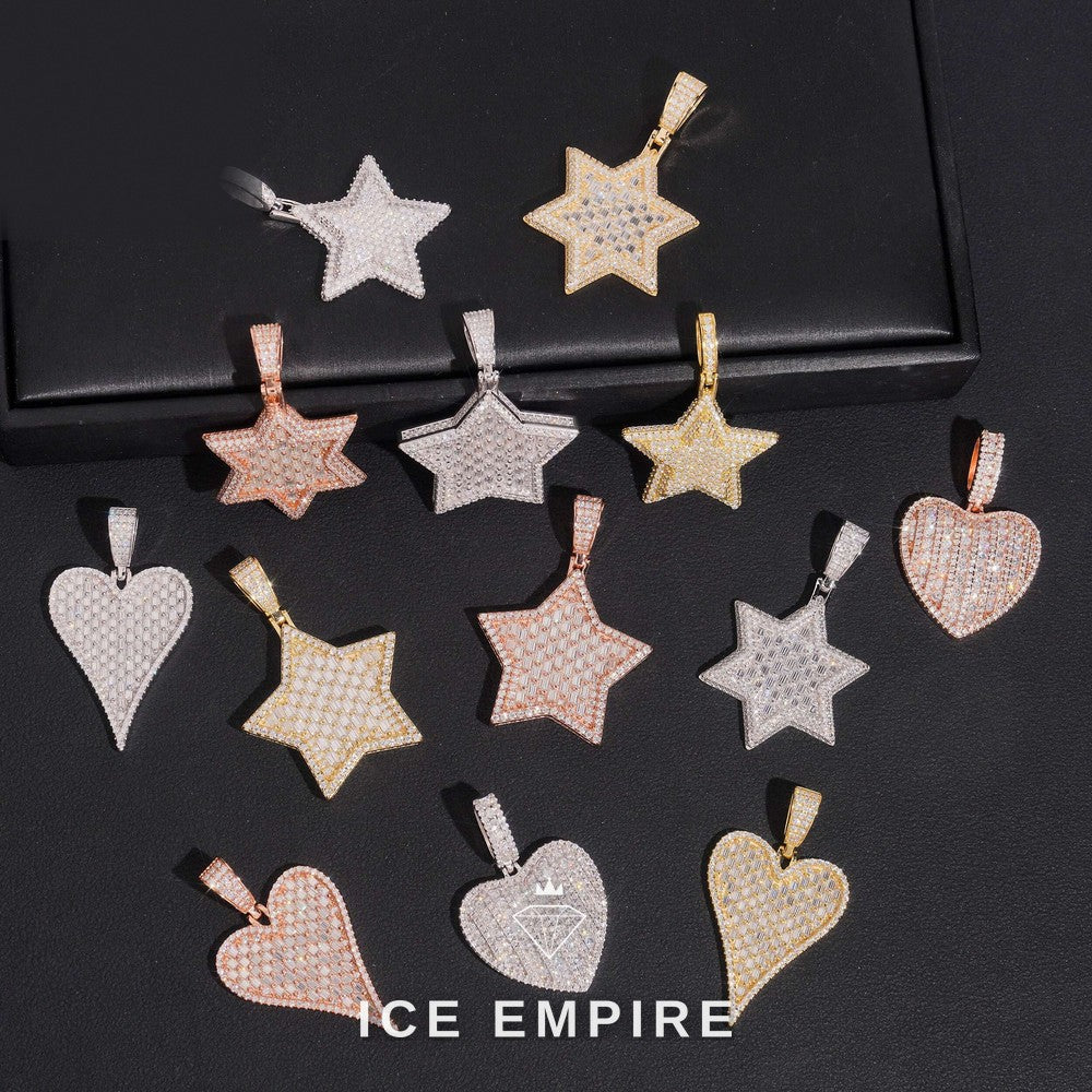 Iced Out Heart 925 Silver Moissanite Pendant