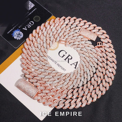 Iced Out Rose Gold Moissanite Cuban Chain