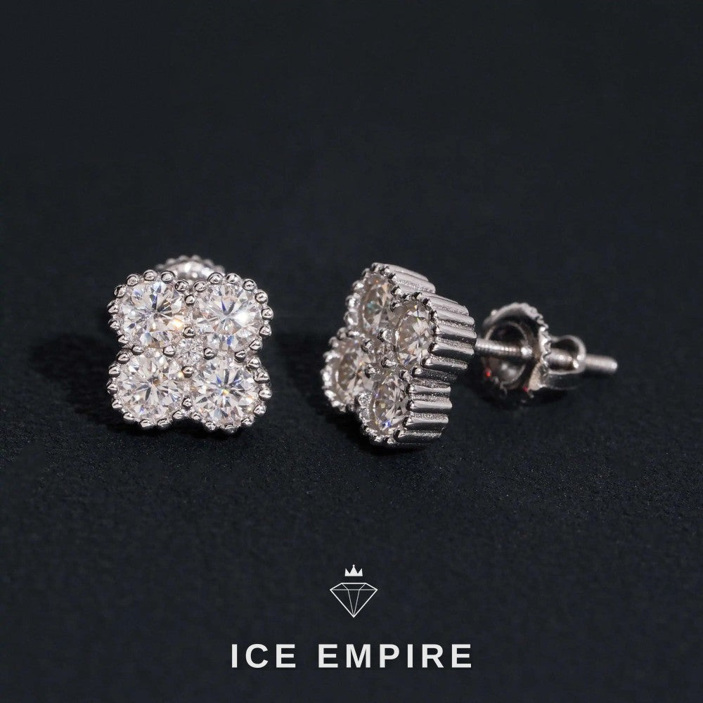 Iced Out 925 Silver Moissanite Stud Earrings