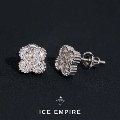 Iced Out 925 Silver Moissanite Stud Earrings