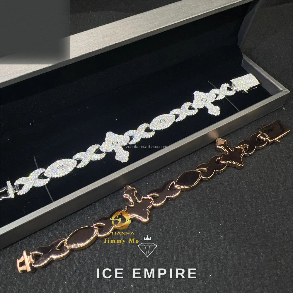 Iced Out Cross 925 Silver Moissanite Cuban Chain
