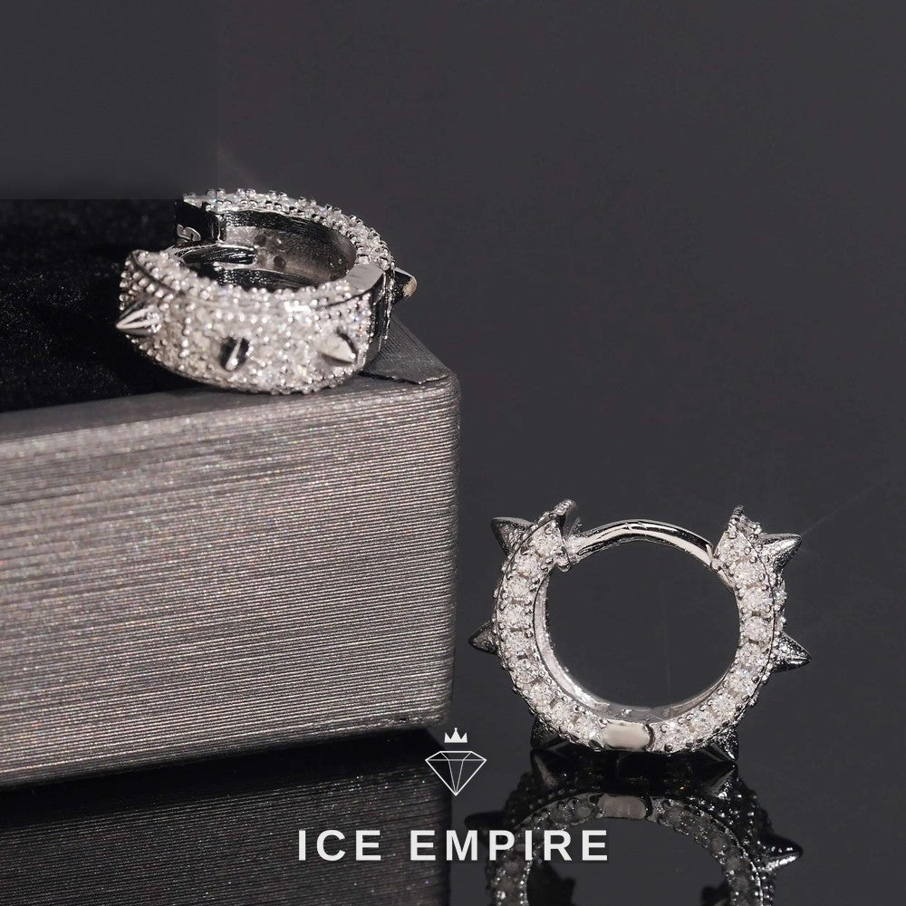 Iced Out 925 Silver Moissanite Hoop Earrings
