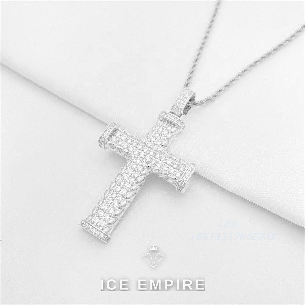 Iced Out Cross 925 Silver Pendant