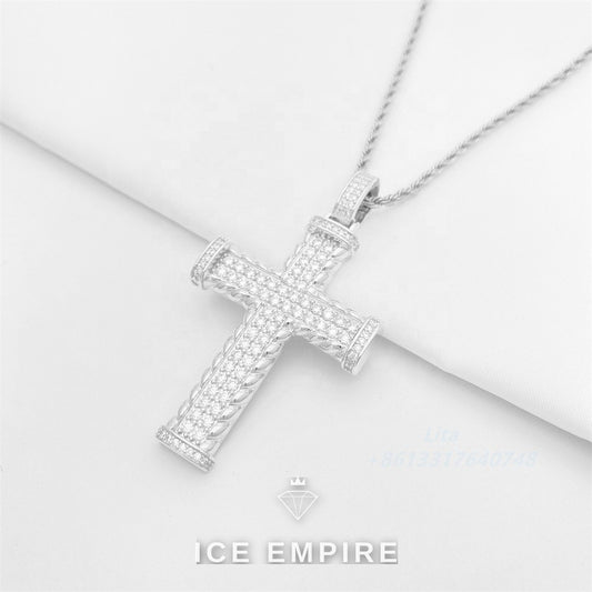 Iced Out Cross 925 Silver Pendant