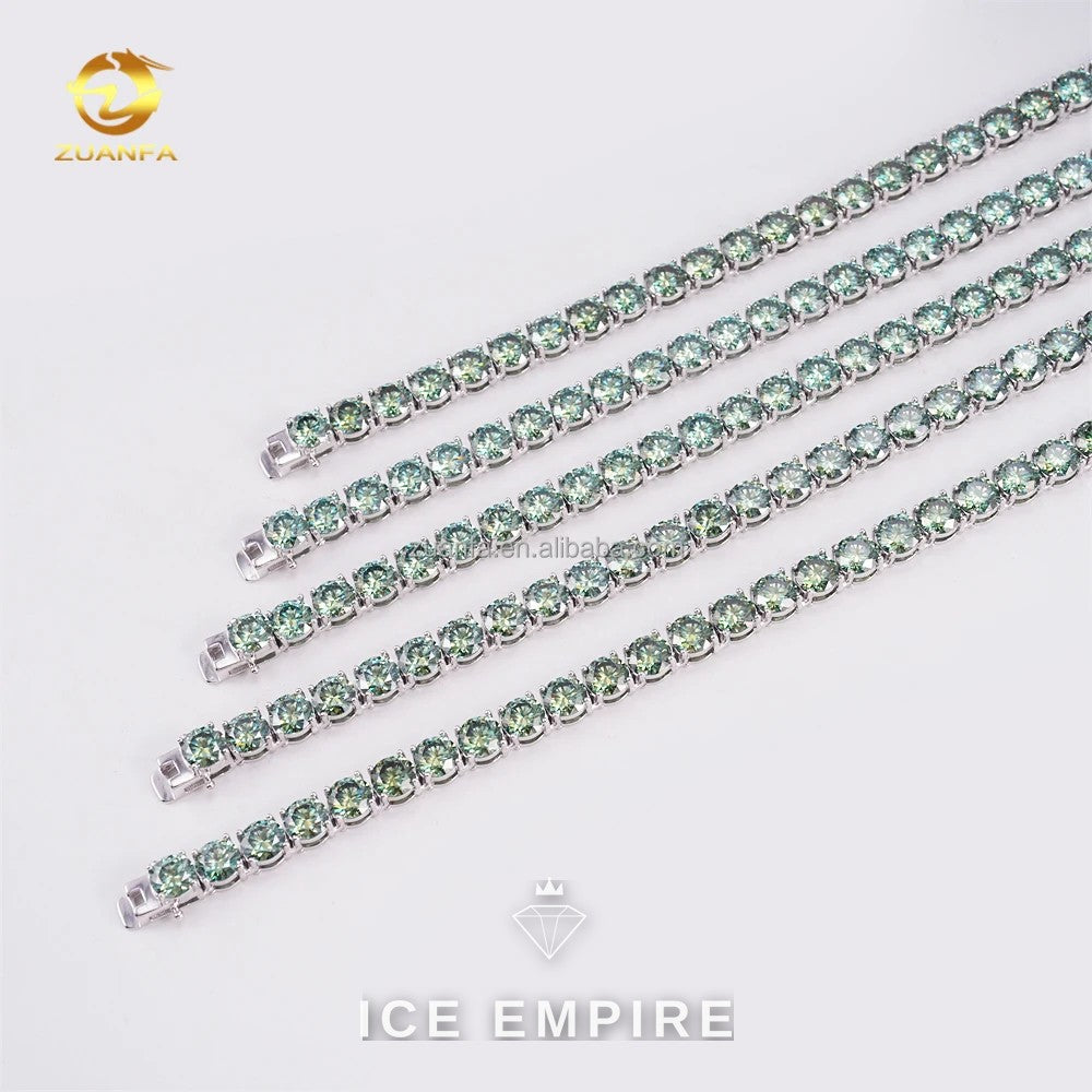 Iced Out 925 Silver Moissanite Tennis Chain