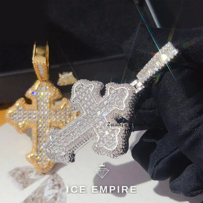 Iced Out Baguette 925 Silver Pendant
