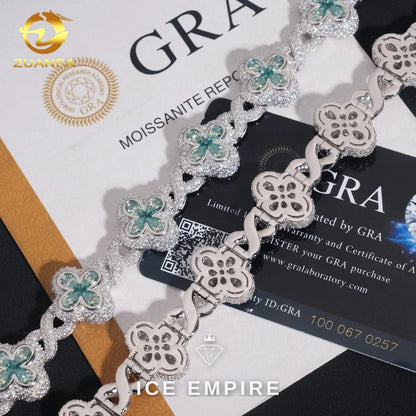 Iced Out 925 Silver Moissanite Cuban Chain