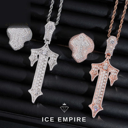 Iced Out Cross 925 Silver Moissanite Pendant