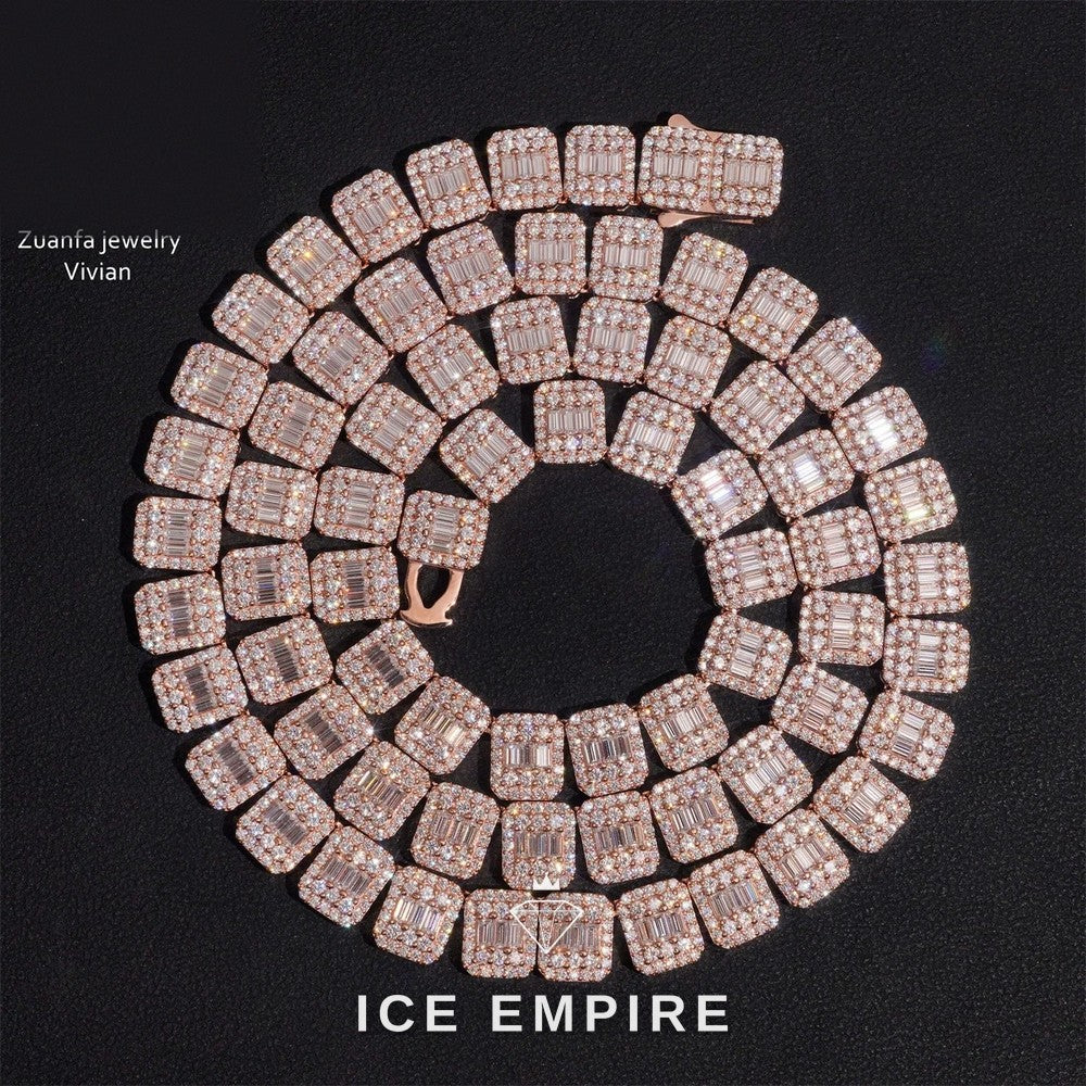 Iced Out Rose Gold Plated Moissanite Cuban Chain