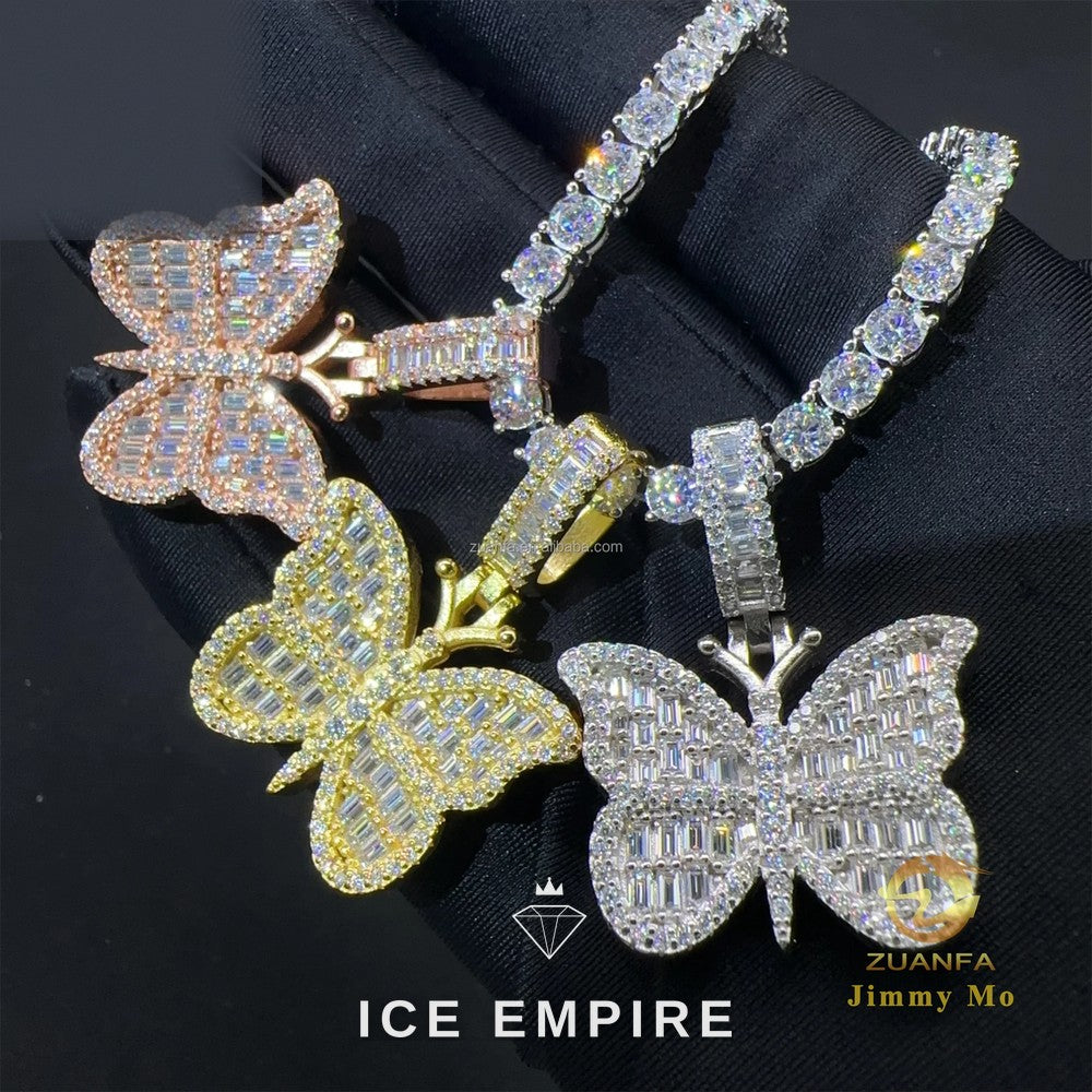 Iced Out Cross Rose Gold Plated Moissanite Pendant