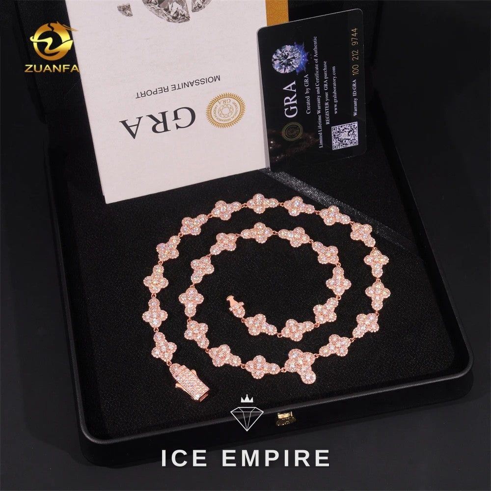 Iced Out Cross Rose Gold Plated Moissanite Cuban Chain