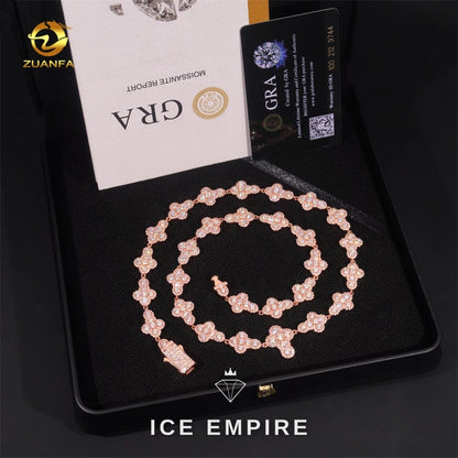 Iced Out Cross Rose Gold Plated Moissanite Cuban Chain
