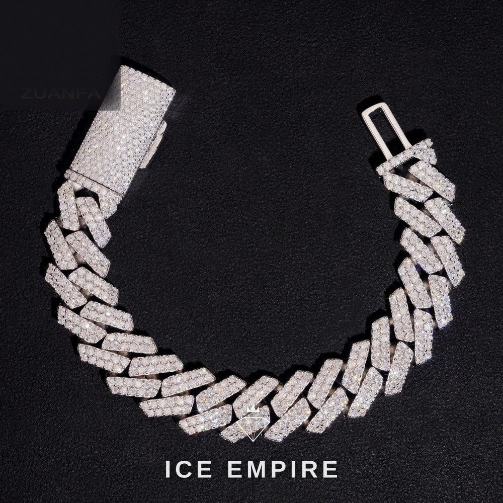 Iced Out 925 Silver Moissanite Cuban Chain