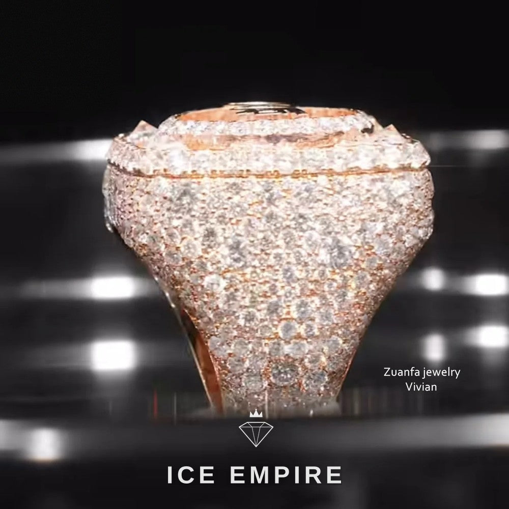 Iced Out Rose Gold Plated Moissanite Ring