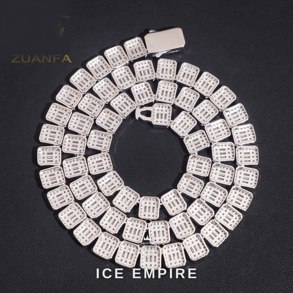 Iced Out Baguette Rose Gold Moissanite Cuban Chain