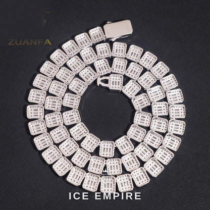 Iced Out Baguette Rose Gold Moissanite Cuban Chain