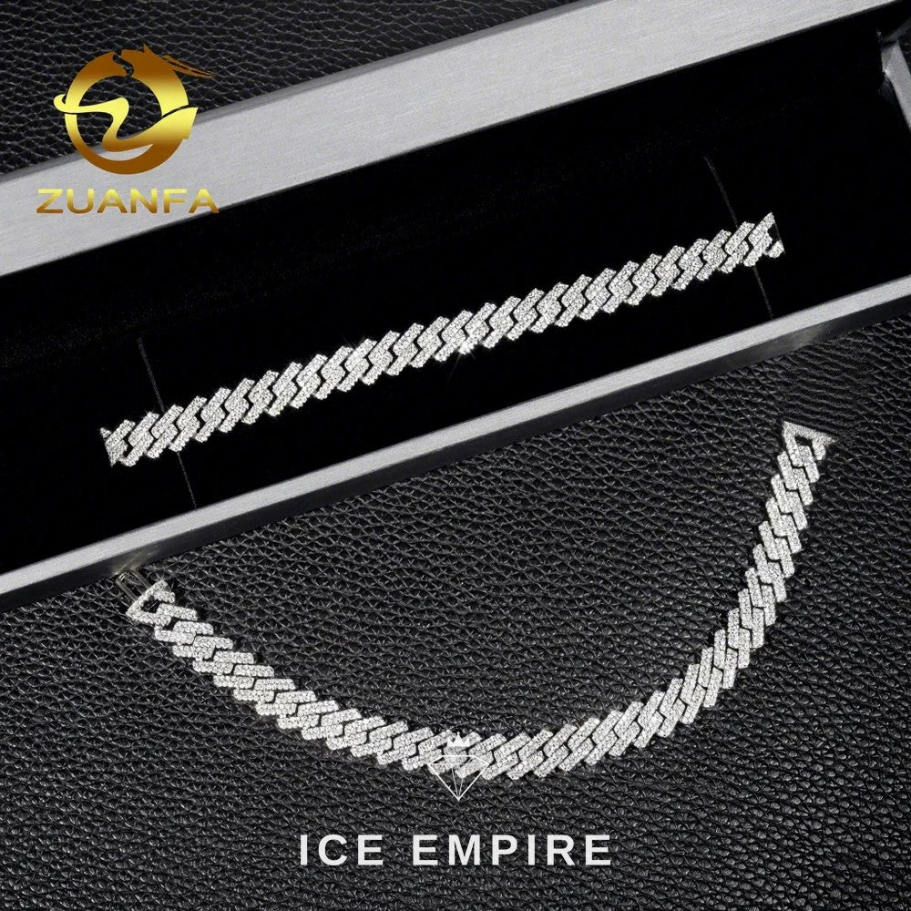 Iced Out 925 Silver Moissanite Cuban Chain