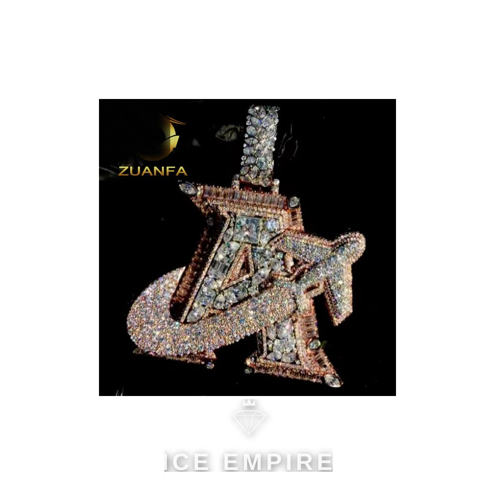 Iced Out Baguette Rose Gold Plated Moissanite Pendant