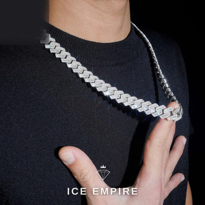 Iced Out Baguette Rose Gold Plated Moissanite Cuban Chain