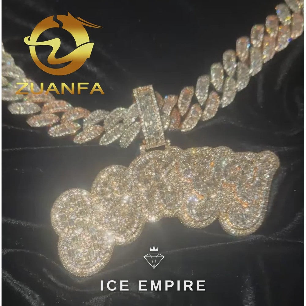 Iced Out Baguette Rose Gold Plated Moissanite Pendant