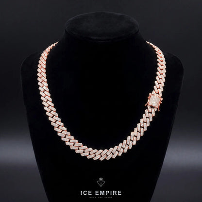 Iced Out Rose Gold Plated Moissanite Cuban Chain