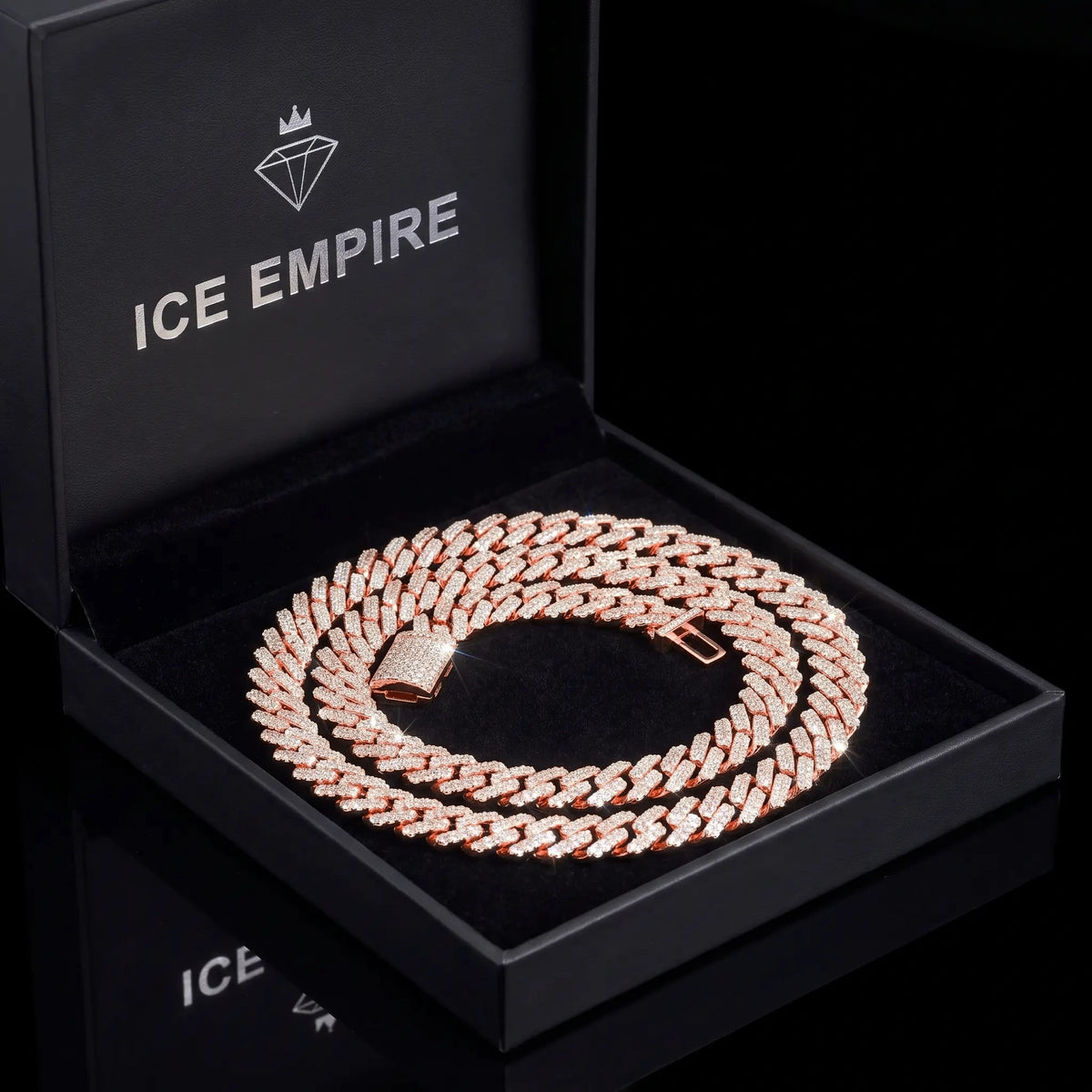Iced Out Rose Gold Plated Moissanite Cuban Chain