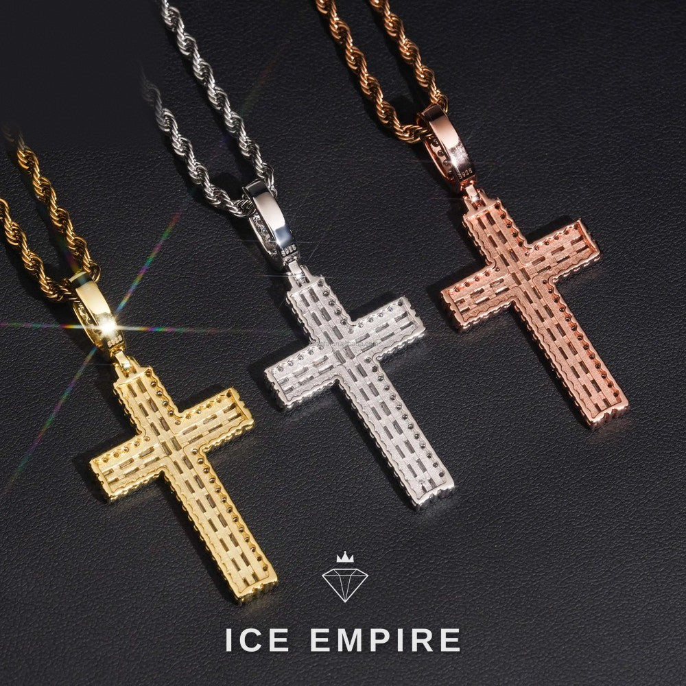 Iced Out Baguette Rose Gold Plated Moissanite Pendant