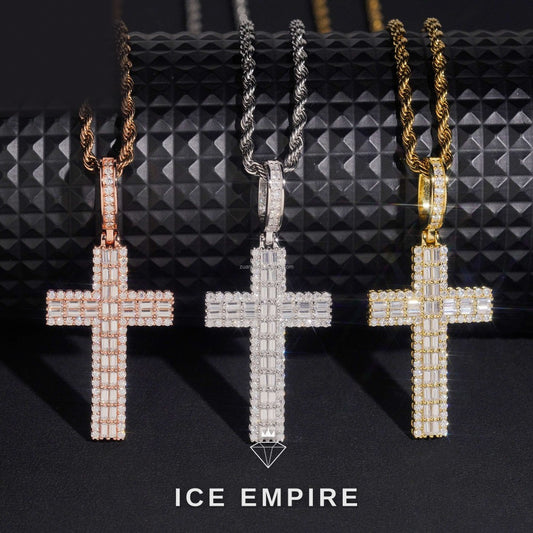 Iced Out Baguette Rose Gold Plated Moissanite Pendant