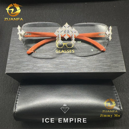 Iced Out Cross 925 Silver Moissanite Glasses