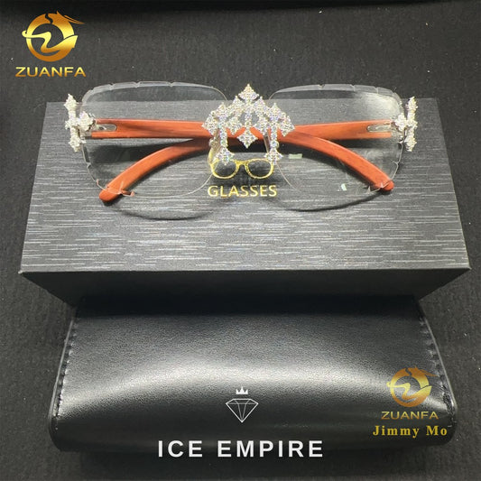 Iced Out Cross 925 Silver Moissanite Glasses